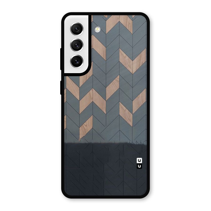 Greyish Wood Design Metal Back Case for Galaxy S21 FE 5G