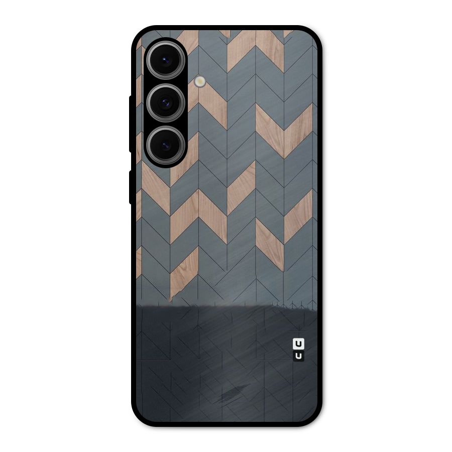 Greyish Wood Design Metal Back Case for Galaxy S24 FE