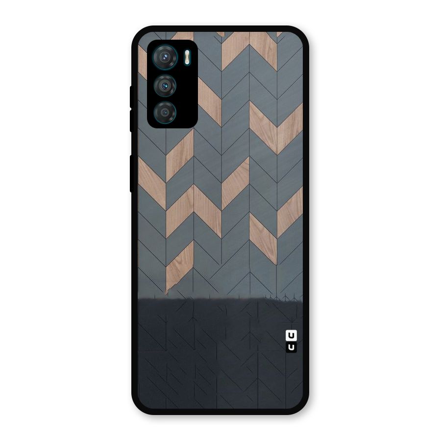 Greyish Wood Design Metal Back Case for Moto G42