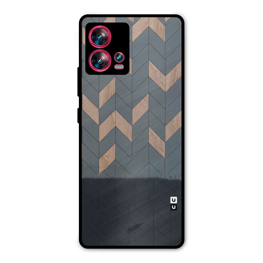 Greyish Wood Design Metal Back Case for Motorola Edge 30 Fusion
