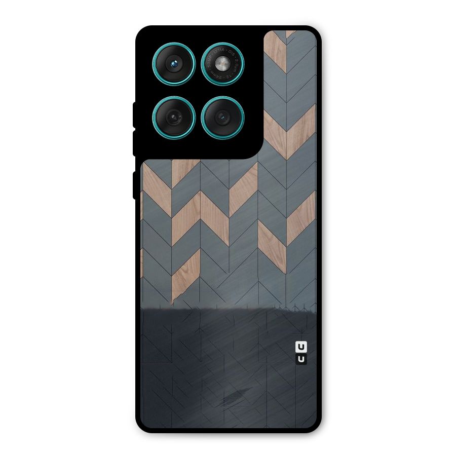 Greyish Wood Design Metal Back Case for Motorola Edge 60 Fusion