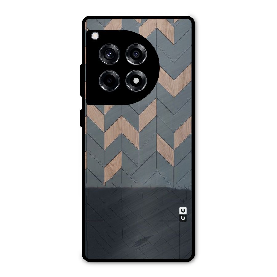 Greyish Wood Design Metal Back Case for OnePlus 12R