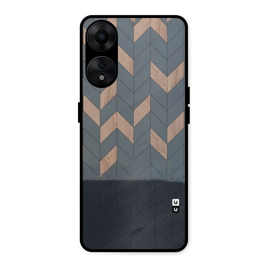 Greyish Wood Design Metal Back Case for Oppo A78 5G