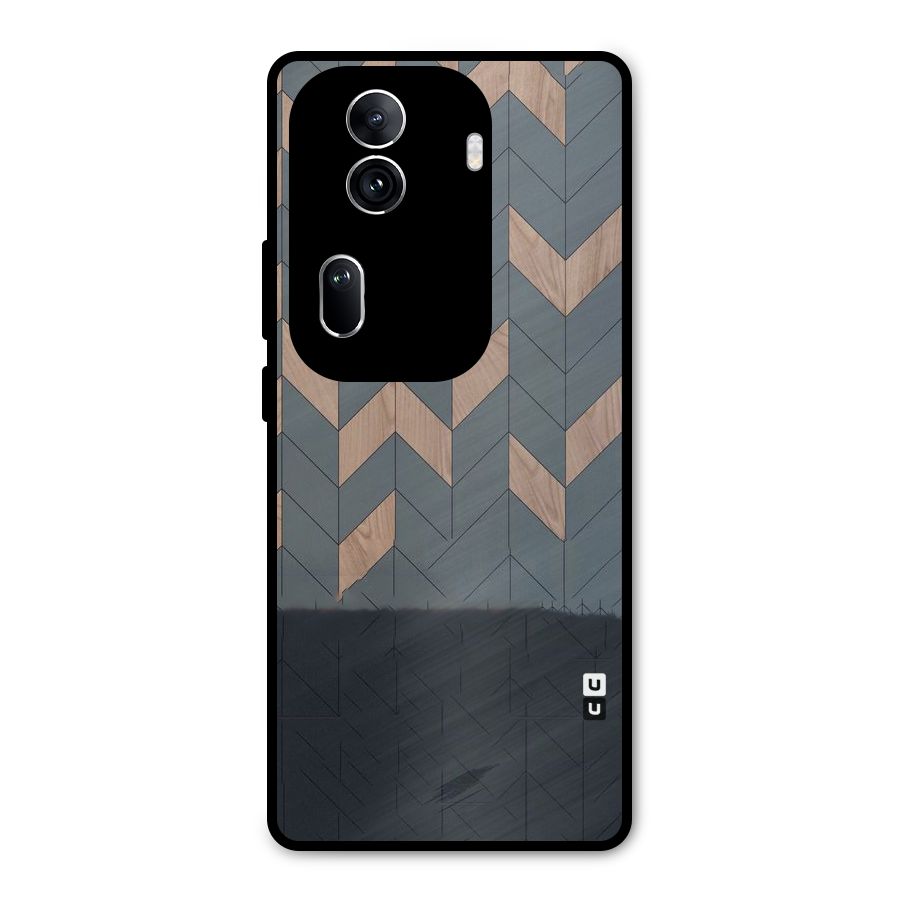 Greyish Wood Design Metal Back Case for Oppo Reno11 Pro 5G