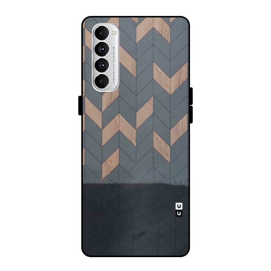 Greyish Wood Design Metal Back Case for Oppo Reno4 Pro