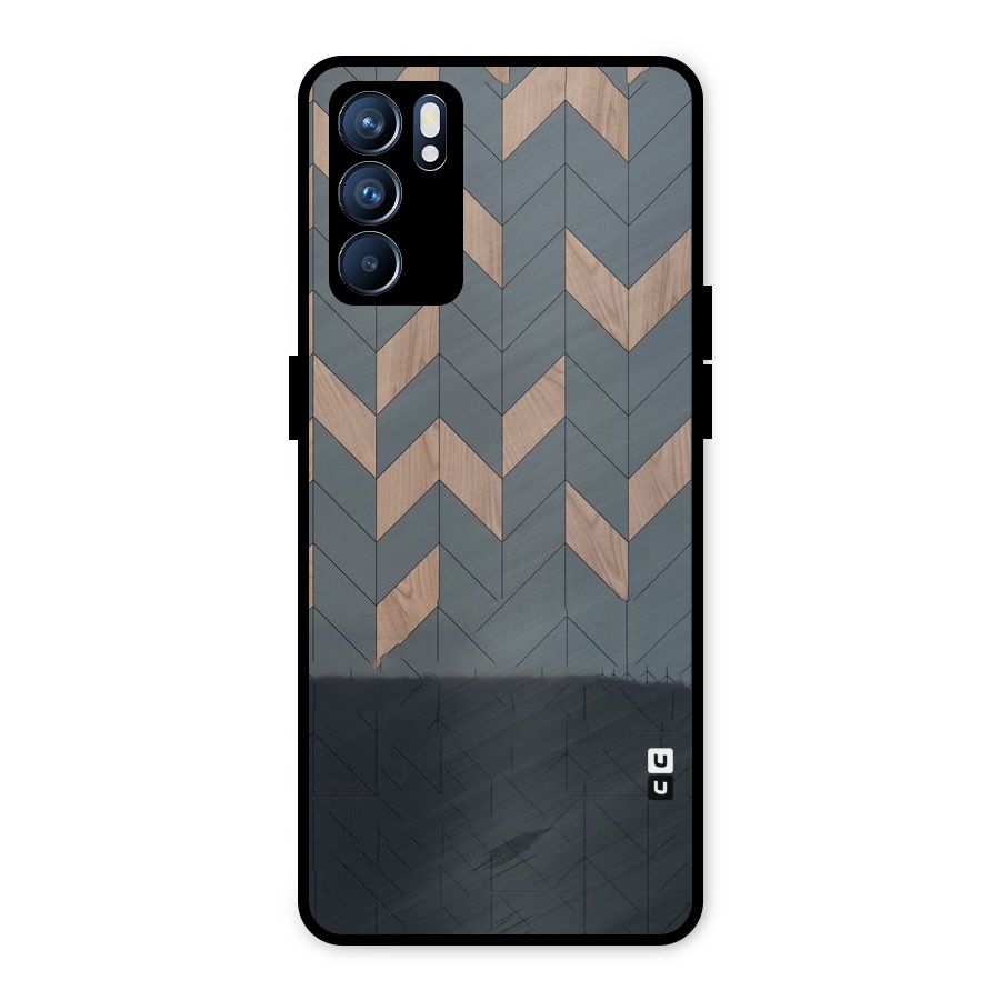 Greyish Wood Design Metal Back Case for Oppo Reno6 5G