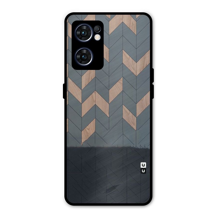 Greyish Wood Design Metal Back Case for Oppo Reno7 5G