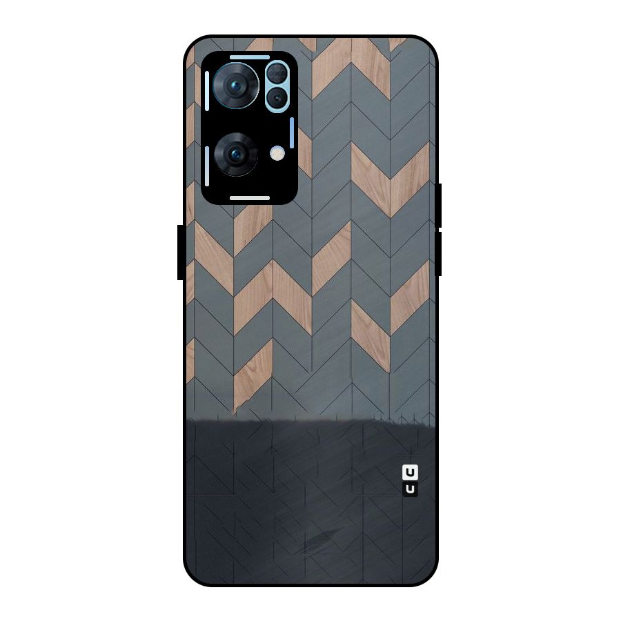 Greyish Wood Design Metal Back Case for Oppo Reno7 Pro 5G