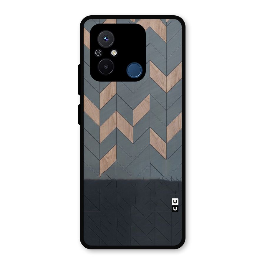 Greyish Wood Design Metal Back Case for Poco C55