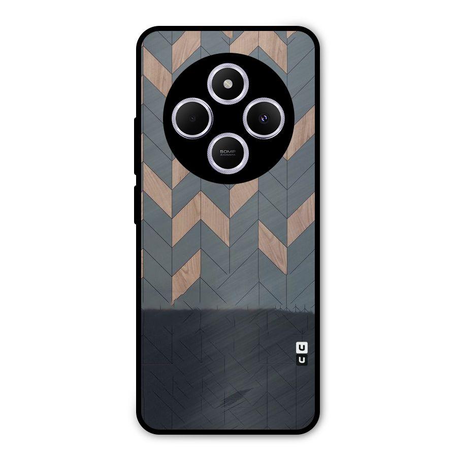 Greyish Wood Design Metal Back Case for Poco C75 5G