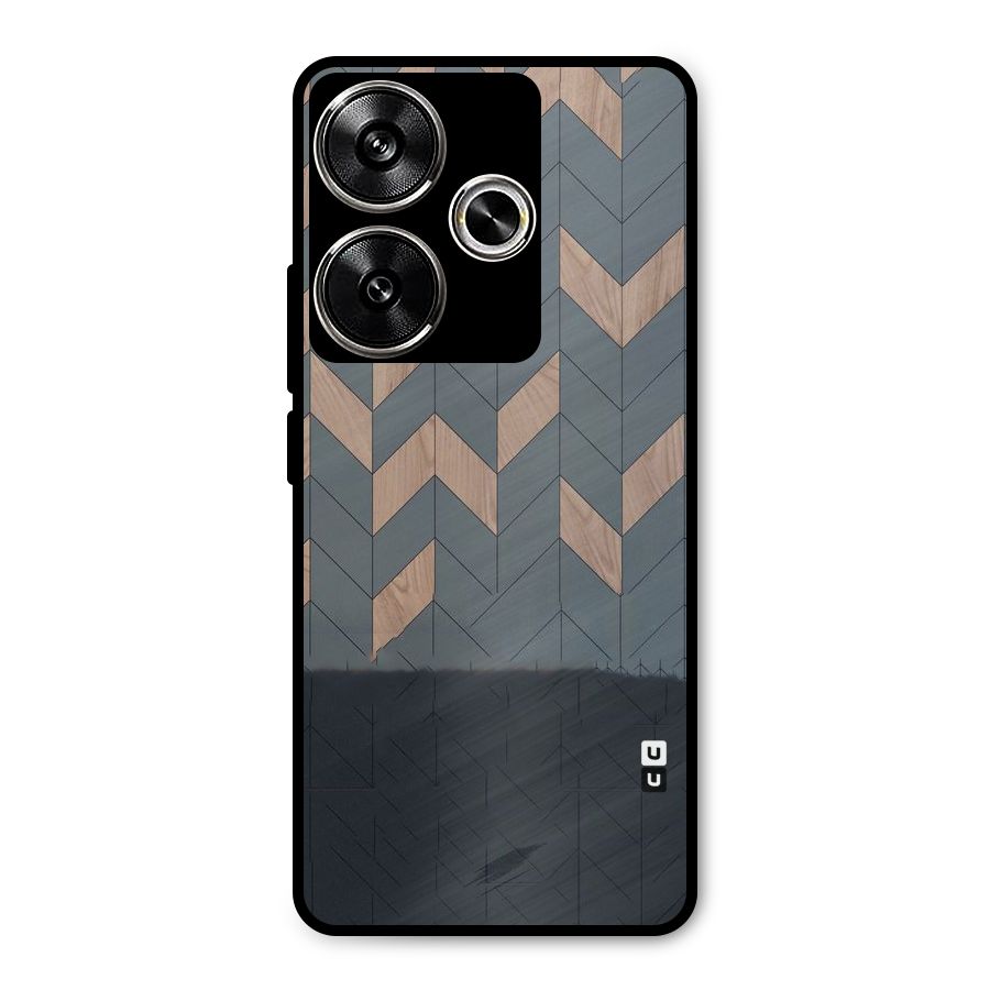 Greyish Wood Design Metal Back Case for Poco F6