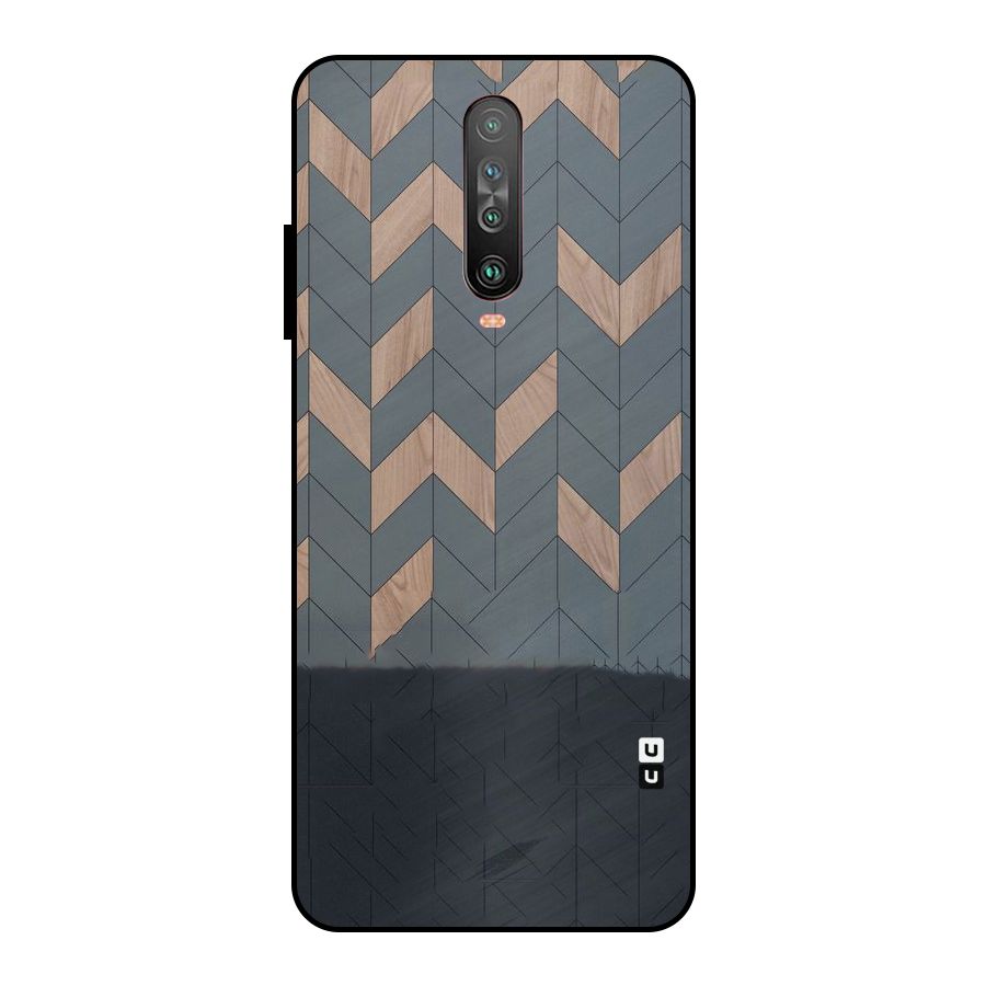 Greyish Wood Design Metal Back Case for Poco X2