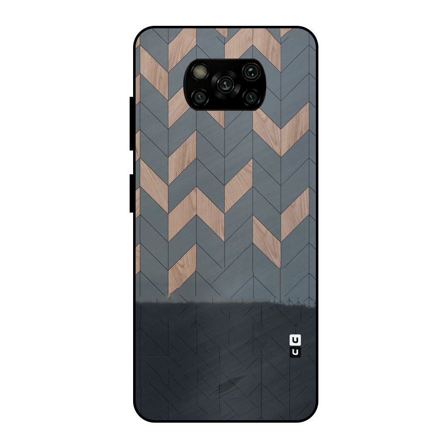 Greyish Wood Design Metal Back Case for Poco X3