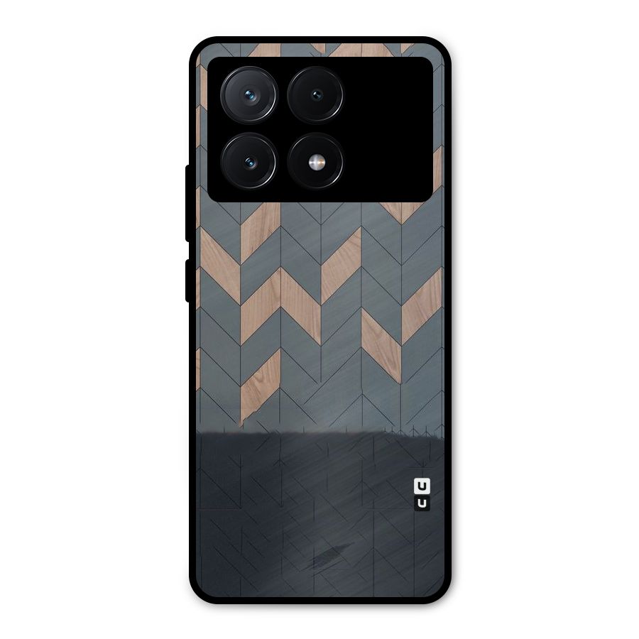 Greyish Wood Design Metal Back Case for Poco X6 Pro