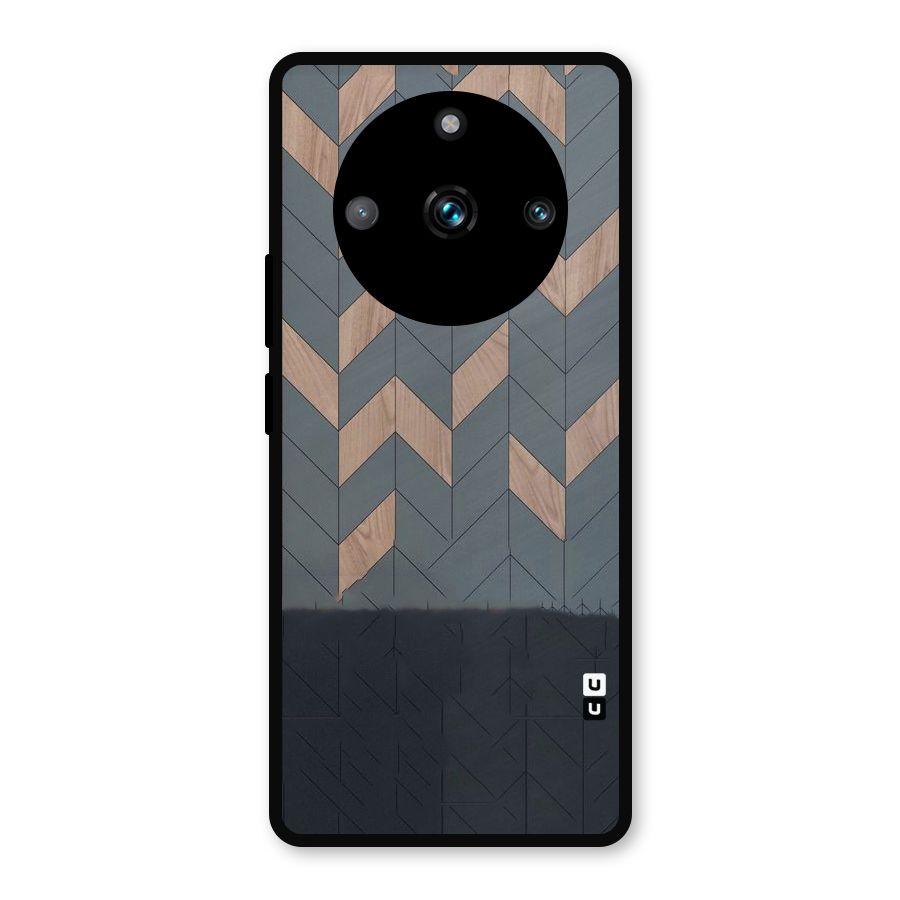 Greyish Wood Design Metal Back Case for Realme 11 Pro Plus
