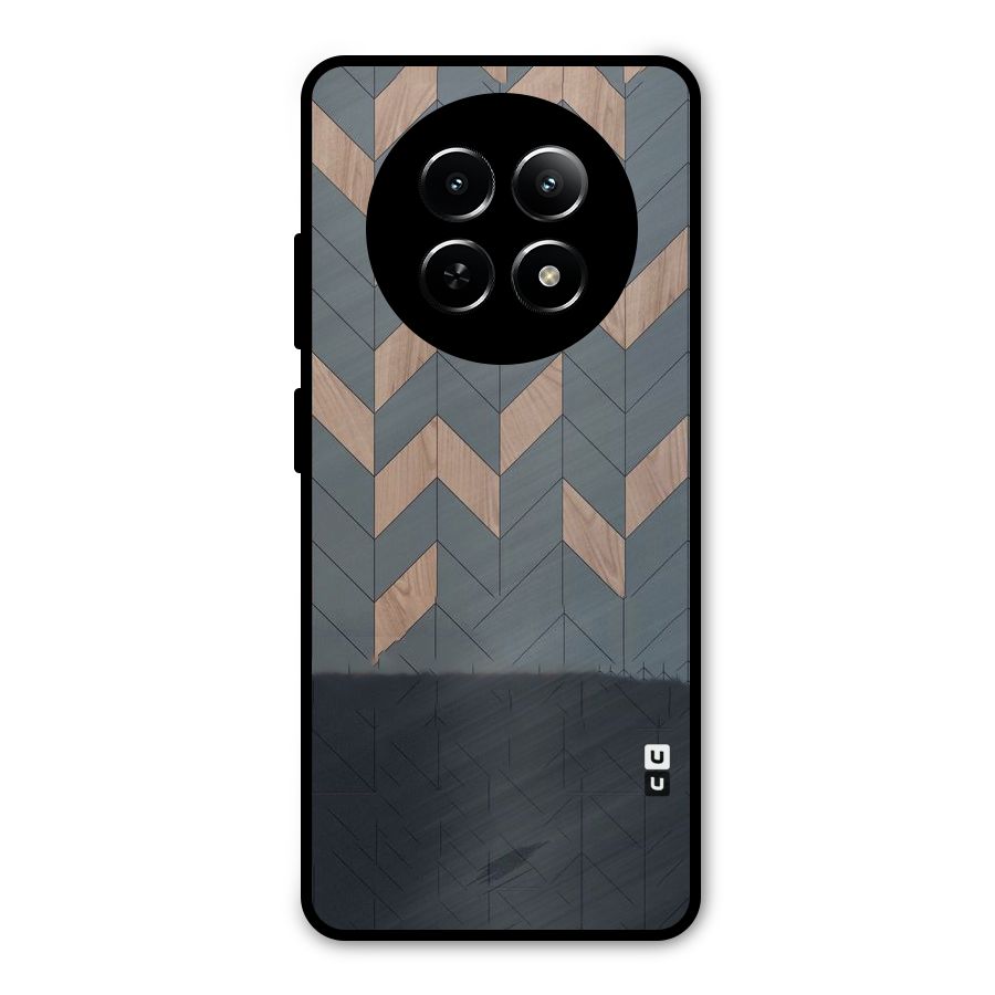 Greyish Wood Design Metal Back Case for Realme 12 5G