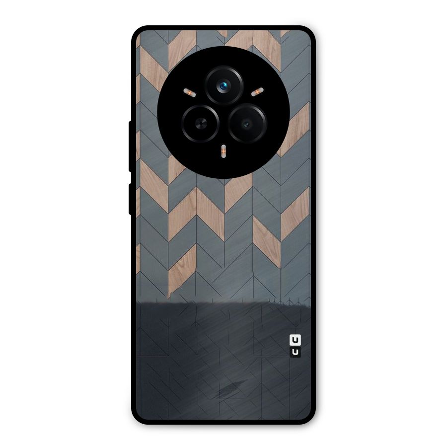 Greyish Wood Design Metal Back Case for Realme 14 Pro