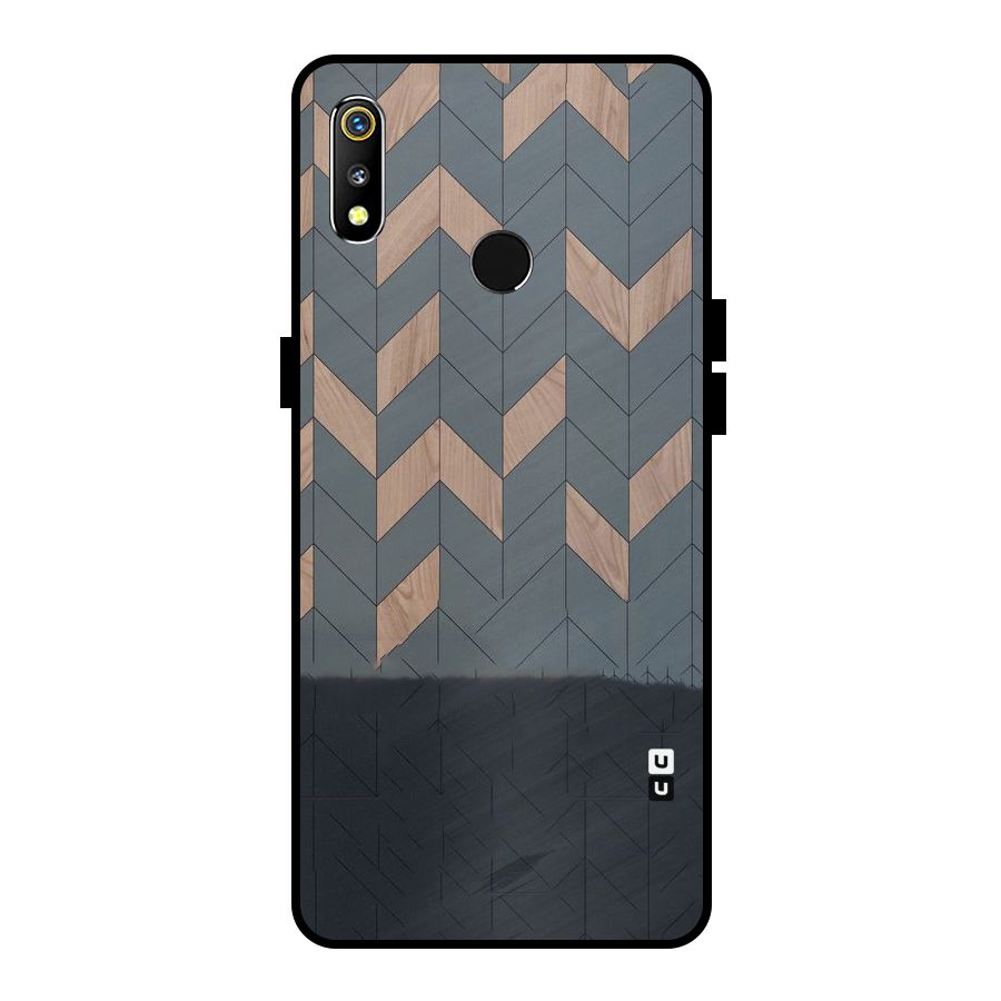 Greyish Wood Design Metal Back Case for Realme 3i