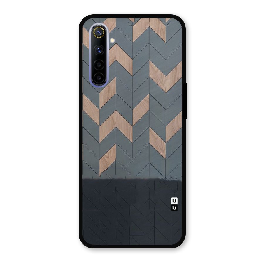Greyish Wood Design Metal Back Case for Realme 6