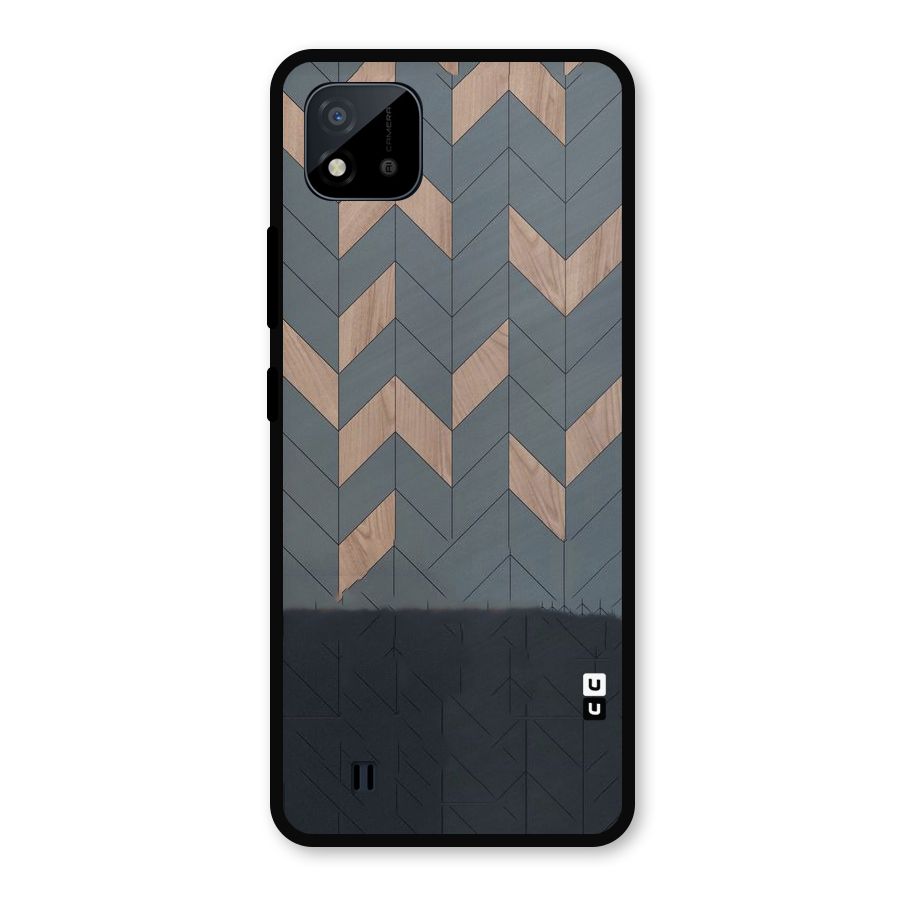 Greyish Wood Design Metal Back Case for Realme C11 2021