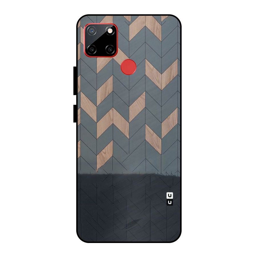 Greyish Wood Design Metal Back Case for Realme C12