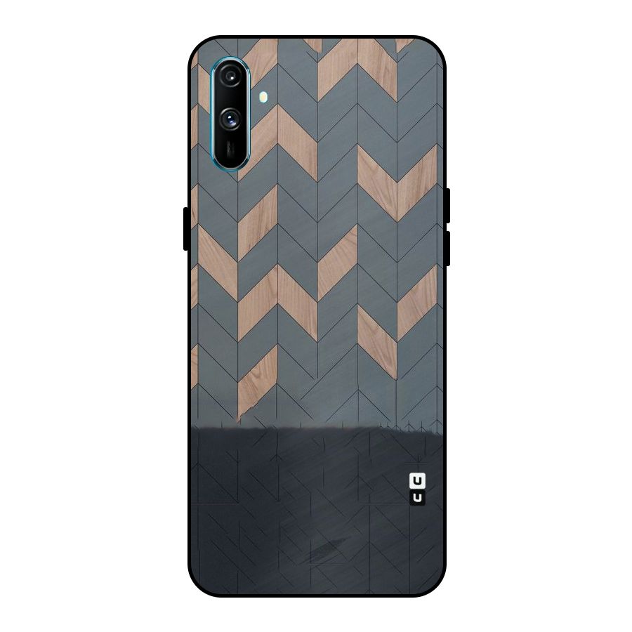 Greyish Wood Design Metal Back Case for Realme C3