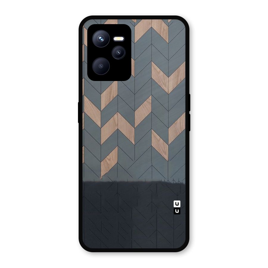 Greyish Wood Design Metal Back Case for Realme C35