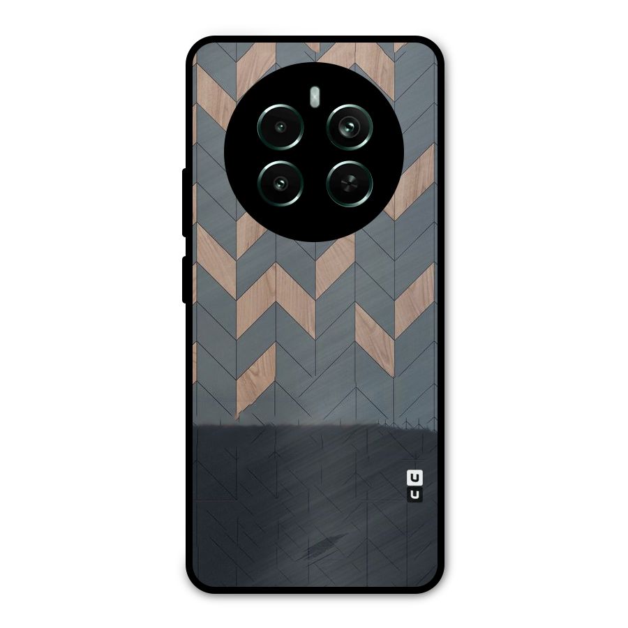Greyish Wood Design Metal Back Case for Realme Narzo 70 Pro