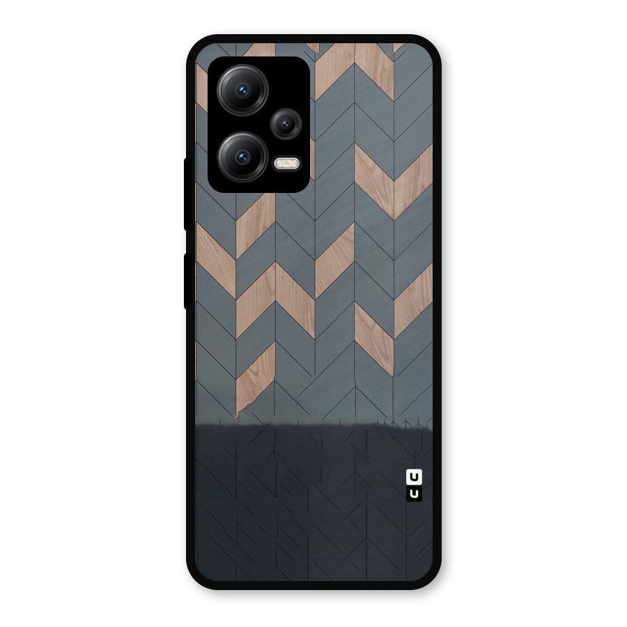Greyish Wood Design Metal Back Case for Redmi Note 12 5G