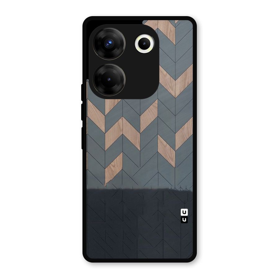 Greyish Wood Design Metal Back Case for Tecno Camon 20