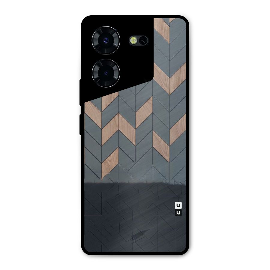 Greyish Wood Design Metal Back Case for Tecno Pova 5 Pro 5G