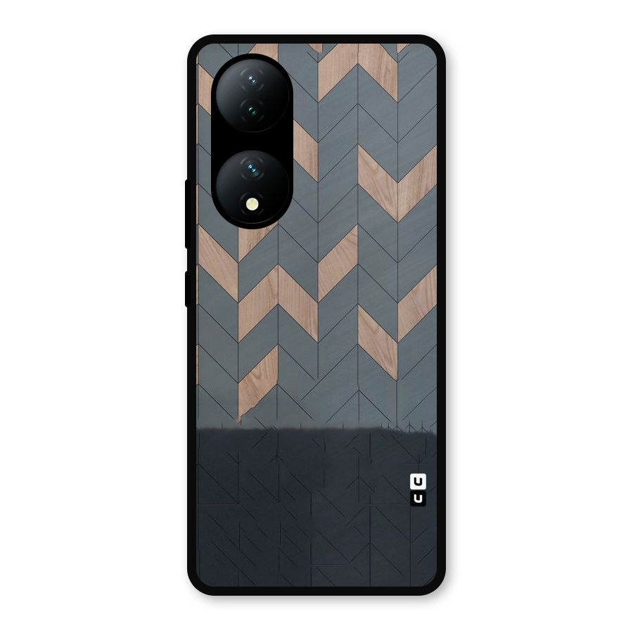 Greyish Wood Design Metal Back Case for Vivo T2