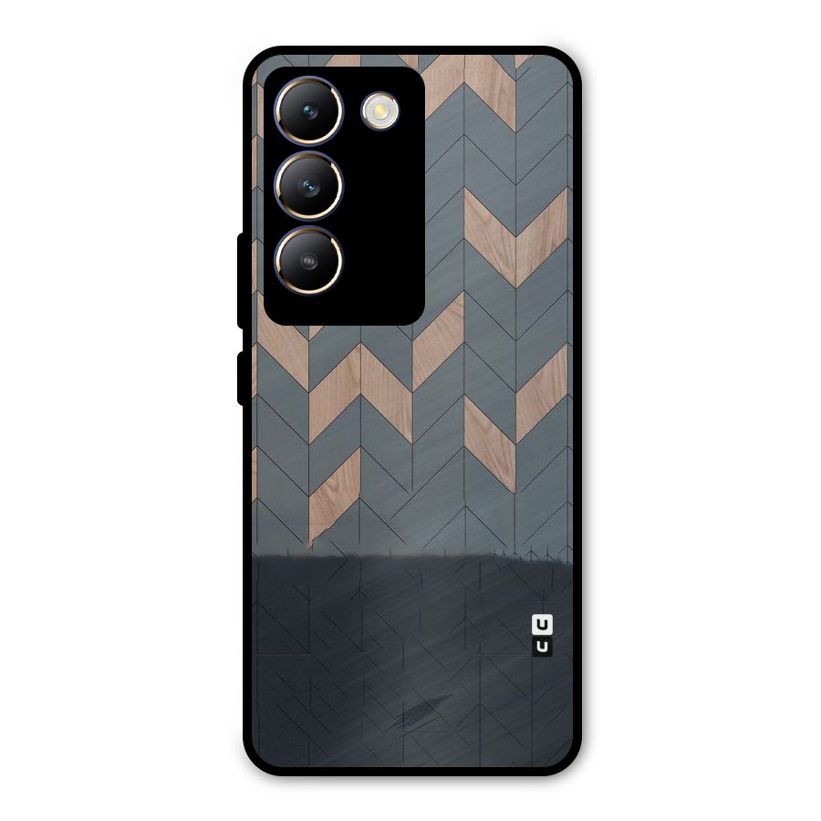 Greyish Wood Design Metal Back Case for Vivo T3 5G
