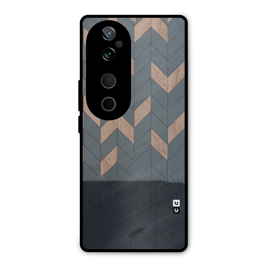 Greyish Wood Design Metal Back Case for Vivo T3 Ultra