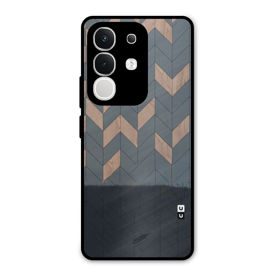 Greyish Wood Design Metal Back Case for Vivo T4x