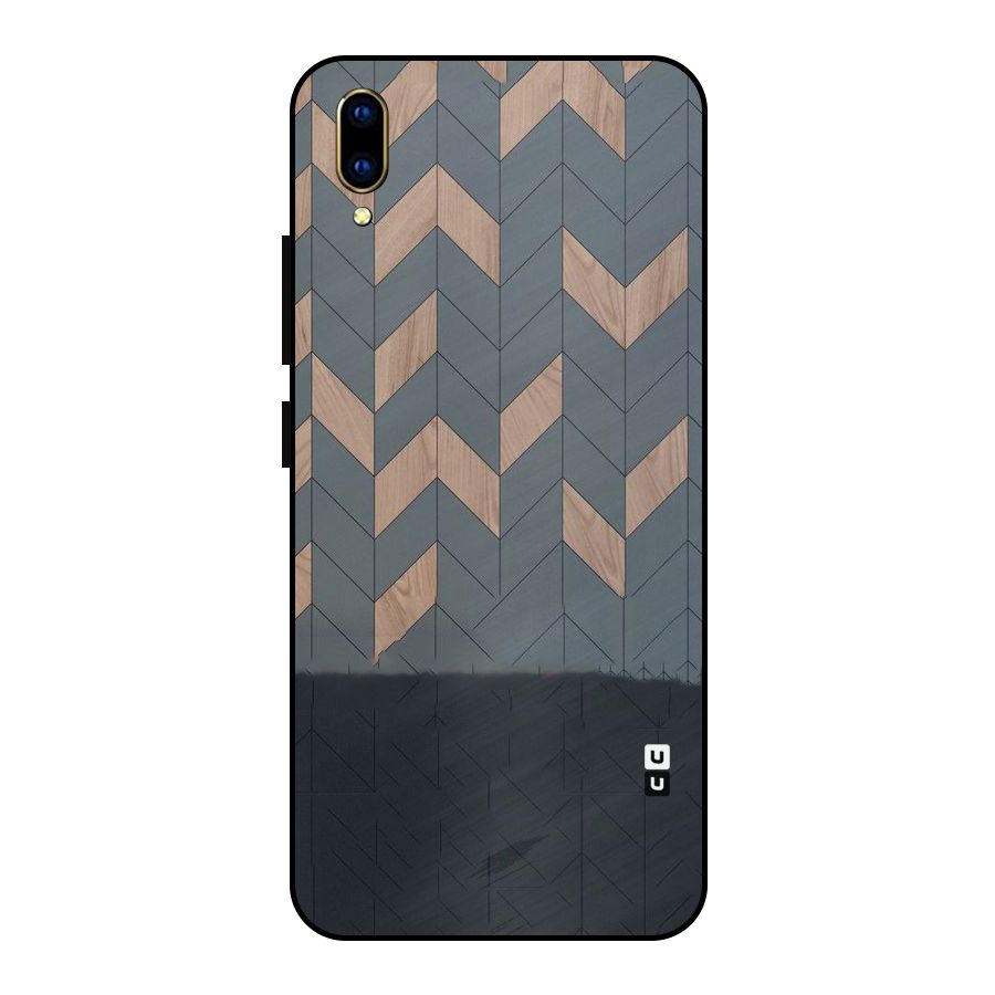 Greyish Wood Design Metal Back Case for Vivo V11 Pro