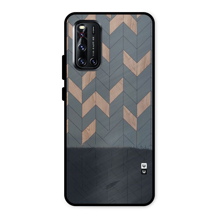Greyish Wood Design Metal Back Case for Vivo V19
