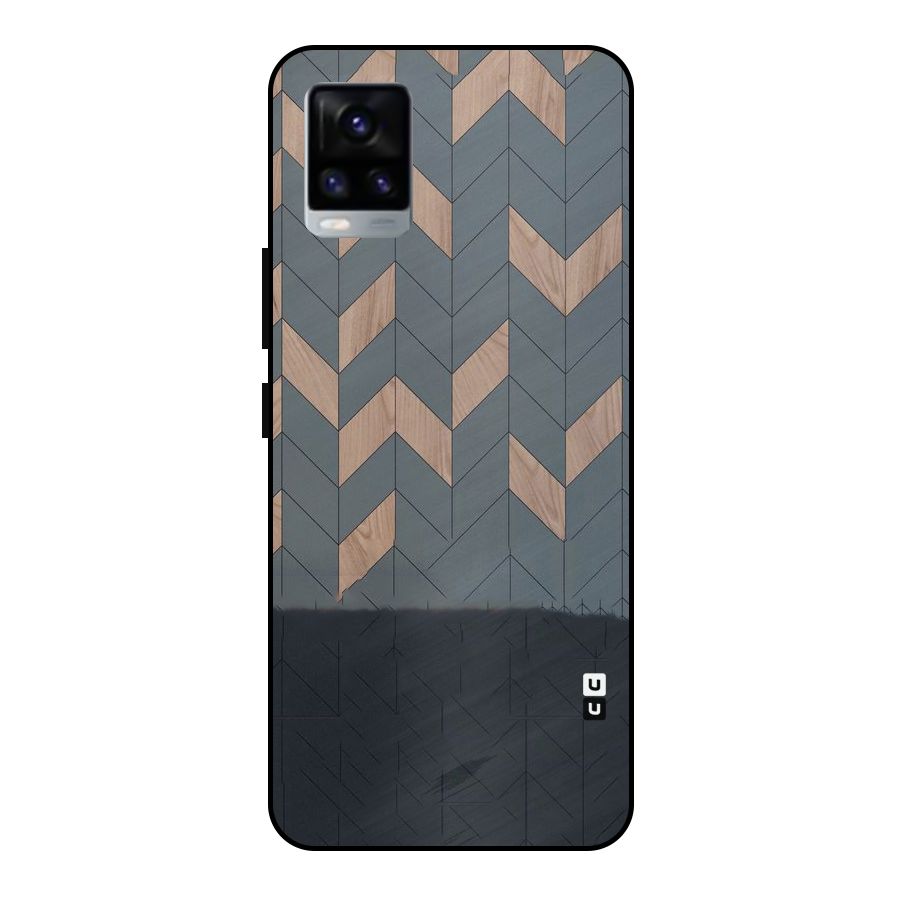 Greyish Wood Design Metal Back Case for Vivo V20 2021