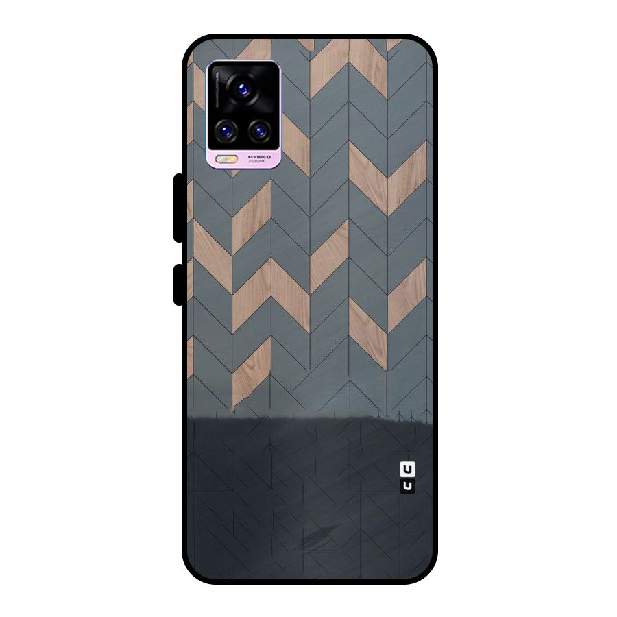 Greyish Wood Design Metal Back Case for Vivo V20 Pro