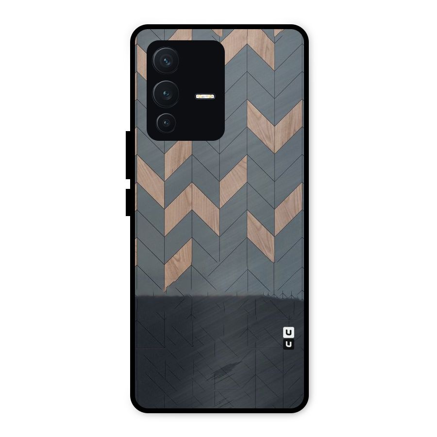Greyish Wood Design Metal Back Case for Vivo V23 5G