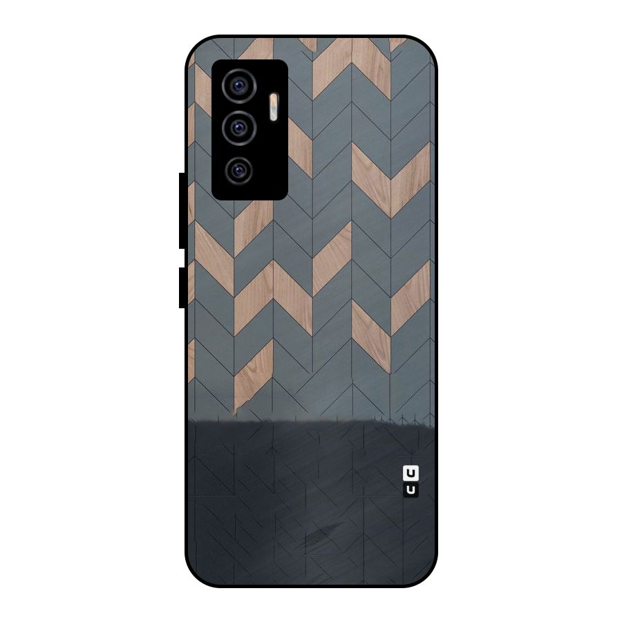 Greyish Wood Design Metal Back Case for Vivo V23e