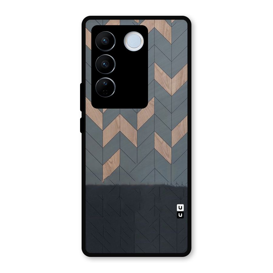 Greyish Wood Design Metal Back Case for Vivo V27