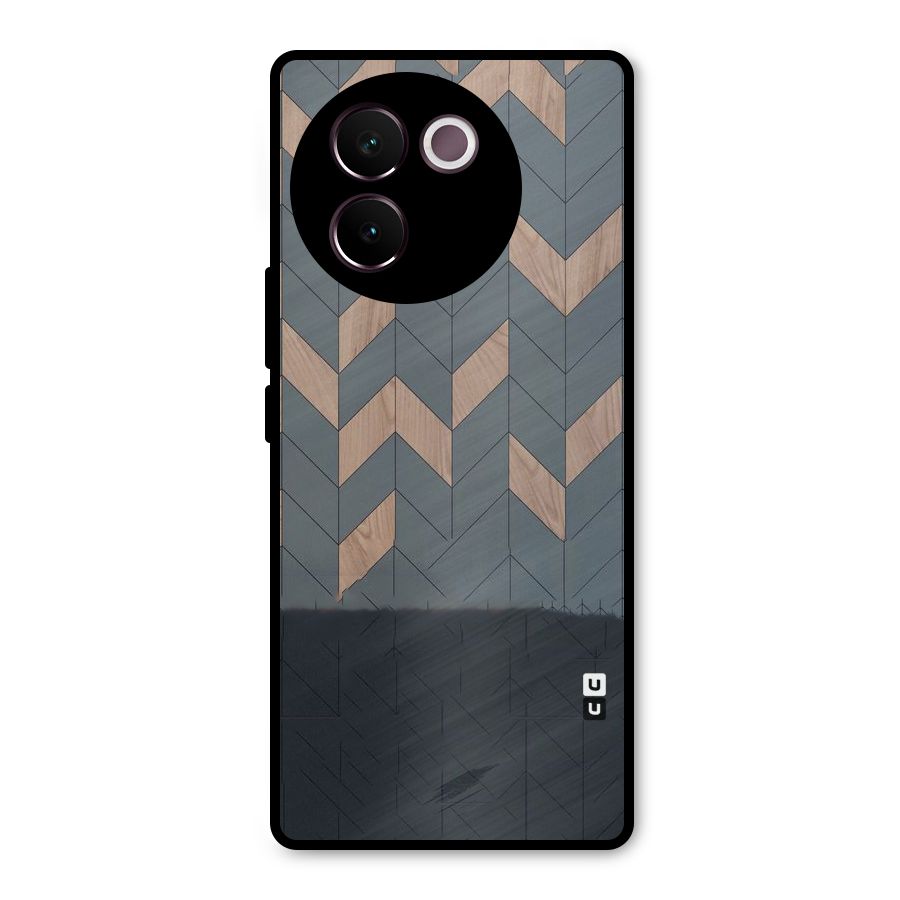 Greyish Wood Design Metal Back Case for Vivo V30e