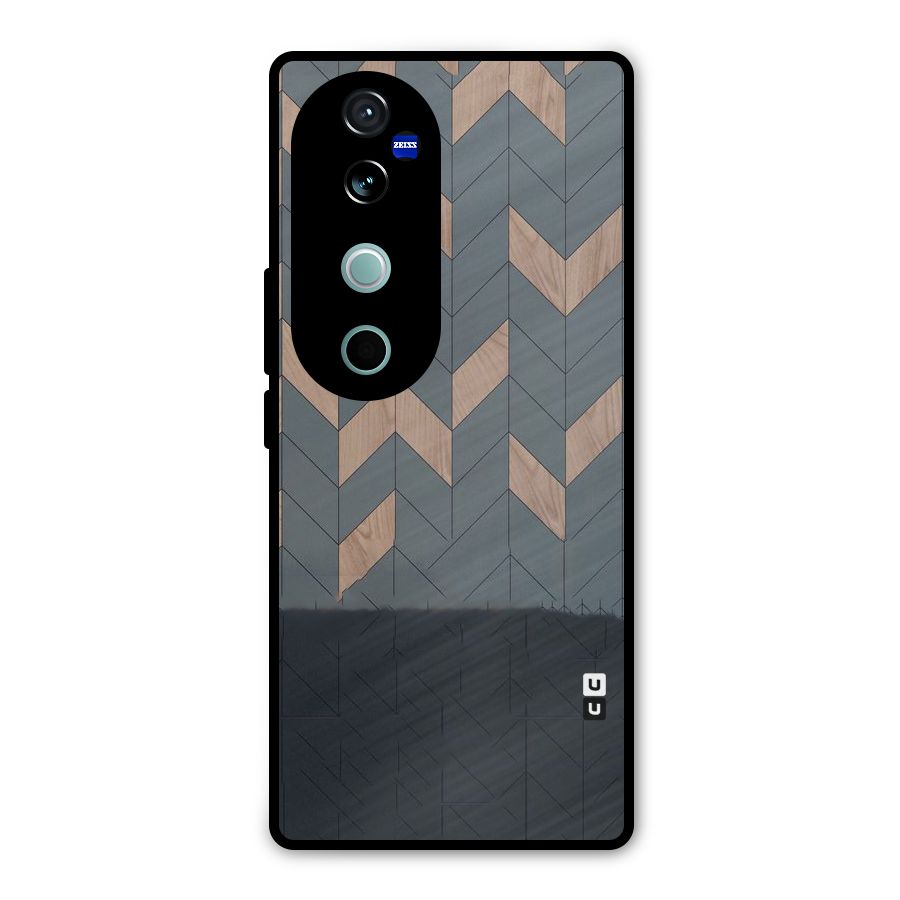 Greyish Wood Design Metal Back Case for Vivo V40 Pro