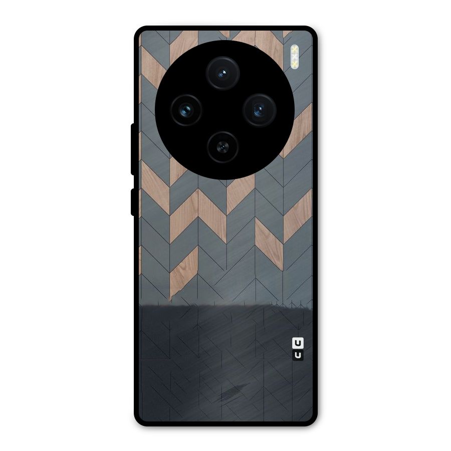 Greyish Wood Design Metal Back Case for Vivo X100
