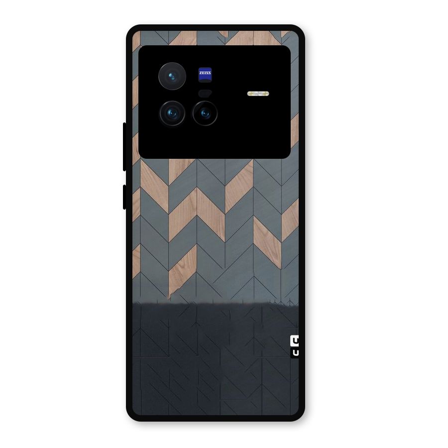 Greyish Wood Design Metal Back Case for Vivo X80