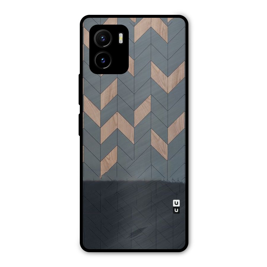 Greyish Wood Design Metal Back Case for Vivo Y15s