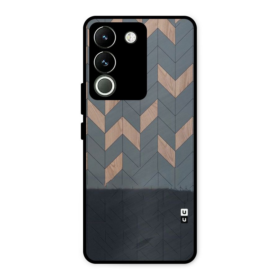 Greyish Wood Design Metal Back Case for Vivo Y200