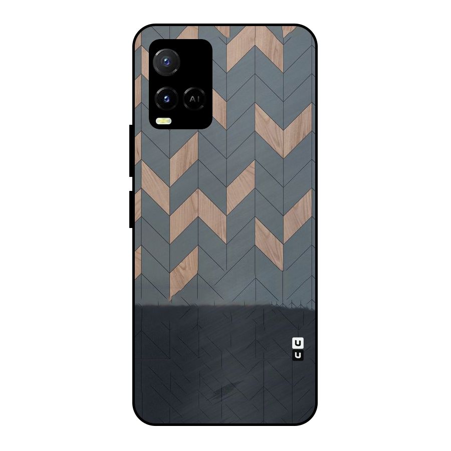 Greyish Wood Design Metal Back Case for Vivo Y21