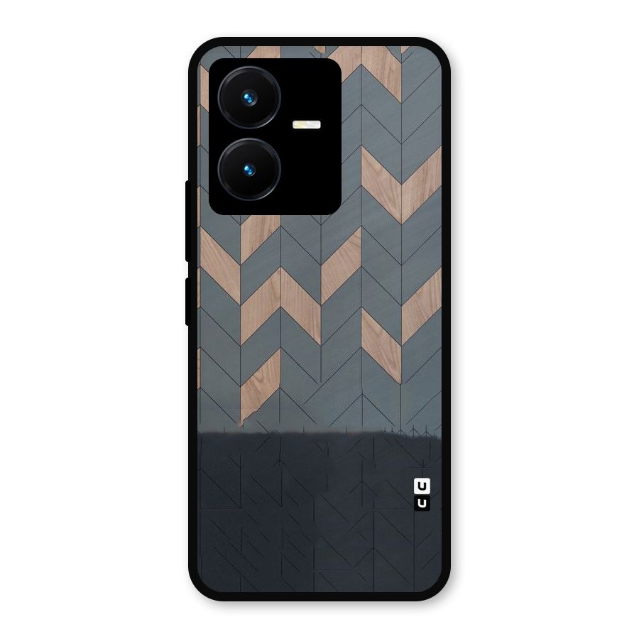 Greyish Wood Design Metal Back Case for Vivo Y22
